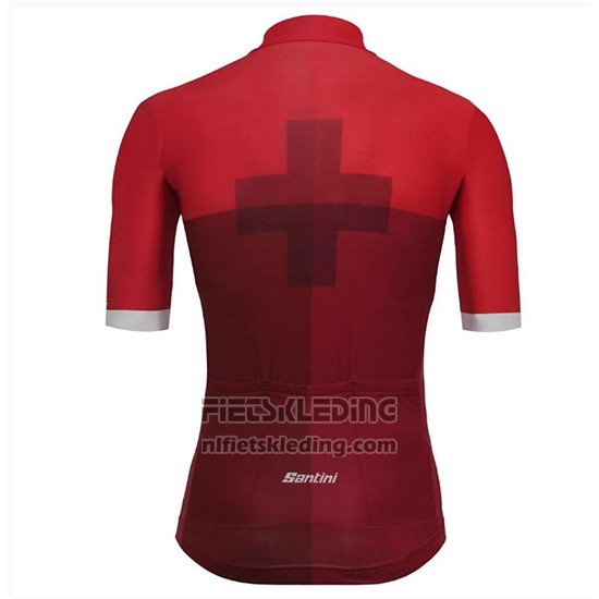 2018 Fietskleding Tour de Suisse Cross Rood Korte Mouwen en Koersbroek